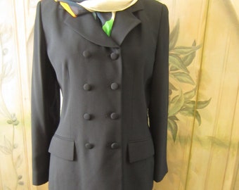 Navy Blue Suit,New Old Stock, Never Worn Dress Suit ,Double Breasted, Covered Buttons ,Pencil Skirt By "Le Suit" Paris ,New York/Size 12