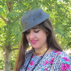 1950&#39;s Straw Hat, Mid Century Mint Condition, Totally Trending Summer Special Occasion Black Dress Hat