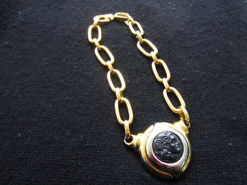 1980's Cameo Necklace Pompeii Style Necklace Black With - Etsy UK