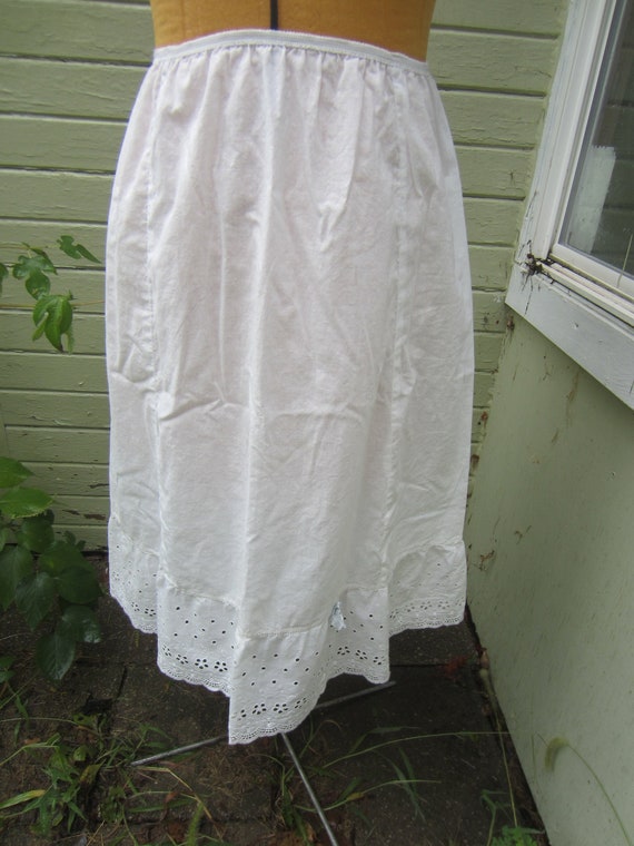 Eyelet Lace Slip. !00% Cotton Prairie Skirt Under… - image 3