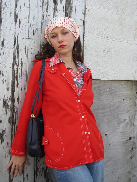 1970's Outfit, Red Leisure Jacket With Matching W… - image 2