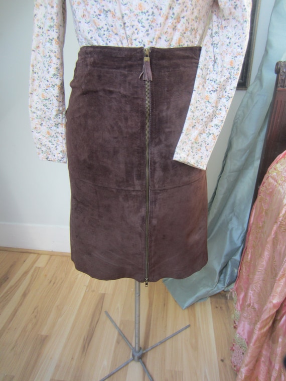 Isaac Mizrahi Suede Skirt, Real Leather Chocolate… - image 8