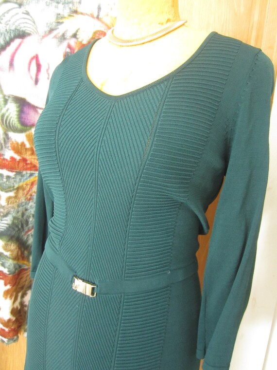 Calvin Klein Dress, Hunter Green Pencil Skirt Knit Dress, Form