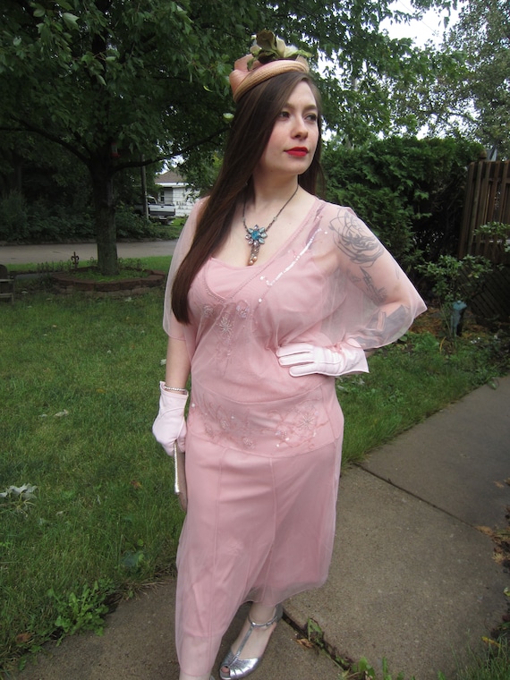 Downton Abbey Dress, Pink With Dropped Waist And … - image 4