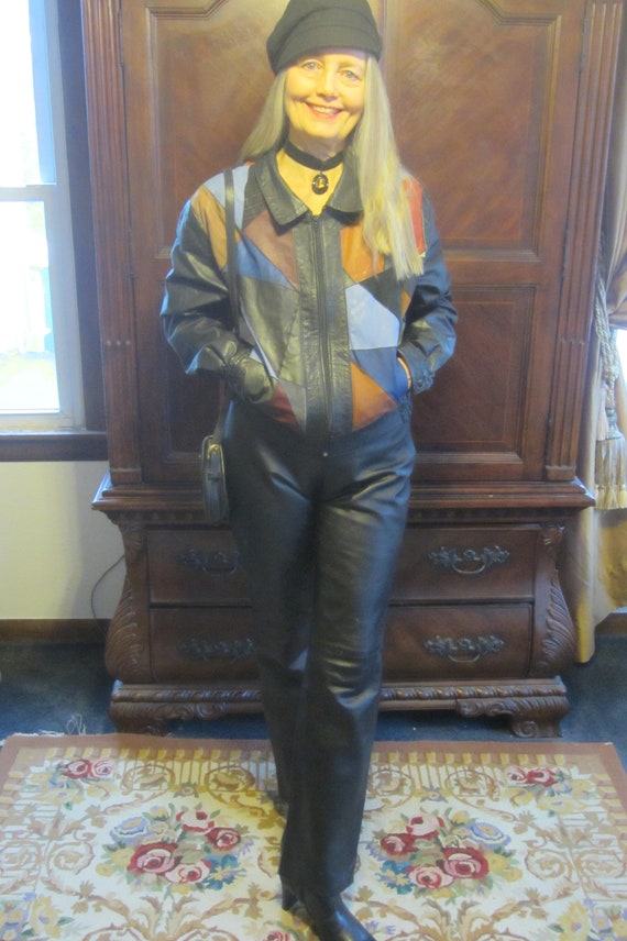 Black Leather Pant, 80's 90's Soft Lambskin,Side Zipp… - Gem