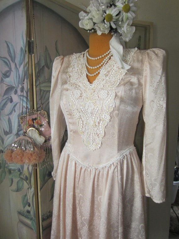 1980's Scott McClintock Poly Silk Ivory Brocade/ … - image 6