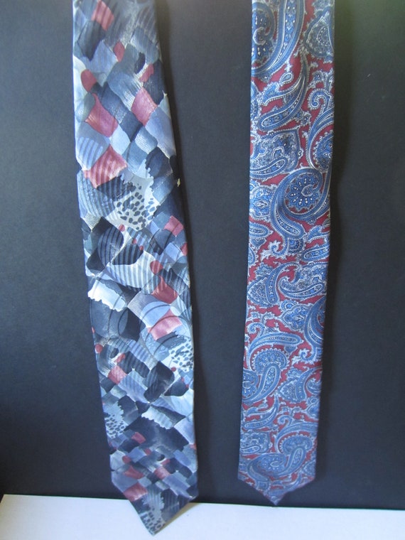 Vintage Silk Ties, 80's, 90's /Hand Silk Screened… - image 2