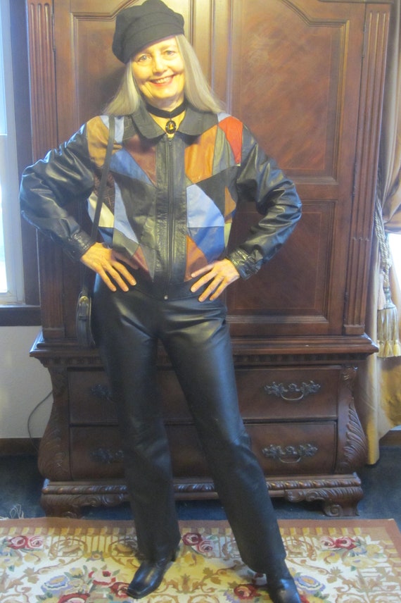 Black Leather Pant, 80's 90's Soft Lambskin,Side Zipp… - Gem