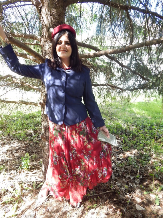 Reversible Floral Skirt,Natural Fiber Rayon,Chintz