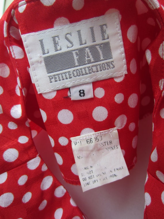 Polka Dot Dress,1980's Does The 40's/ Leslie Faye… - image 10