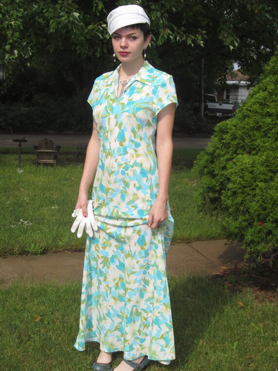 Floral Maxi Dress, Classic 1990's Dress/ Natural … - image 6