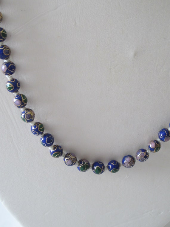 Blue Cloisonne Necklace, Authentic Cloisonne Royal