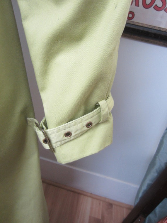 Vintage Trench Coat, Chartreuse Green,80's 90's ,… - image 7
