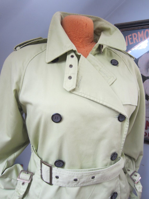 Vintage Trench Coat, Chartreuse Green,80's 90's ,… - image 2