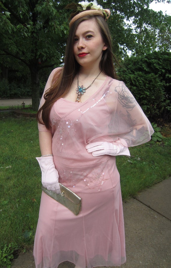 Downton Abbey Dress, Pink With Dropped Waist And … - image 2