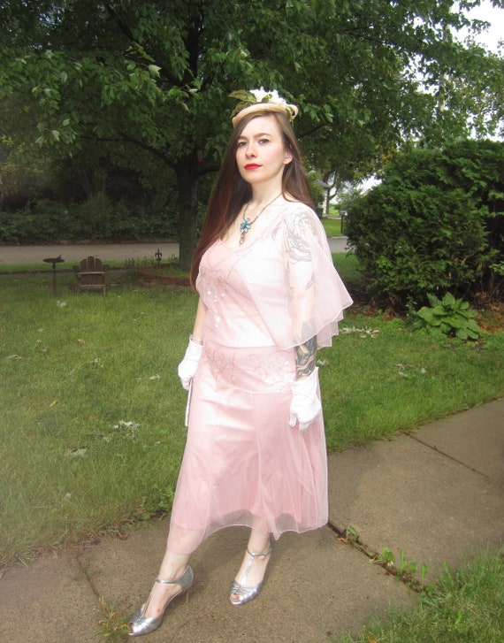 Downton Abbey Dress, Pink With Dropped Waist And … - image 3