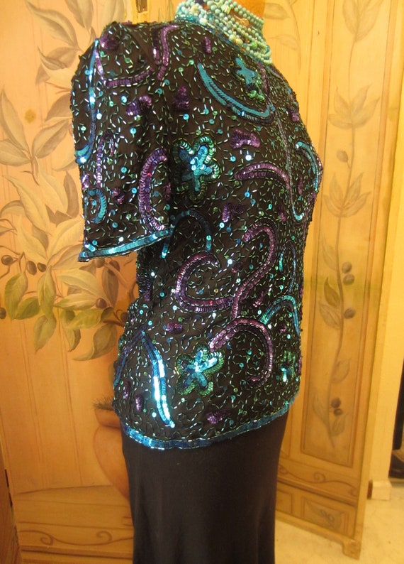 Three Sequined Blouses, Silk From India, Lot of T… - image 5