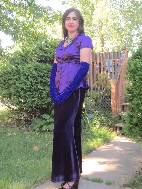 Purple Velvet Outfit, 1990's Velvet Floor Length … - image 8