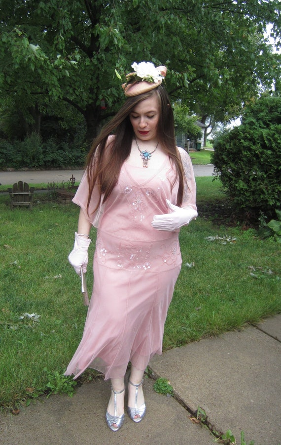 Downton Abbey Dress, Pink With Dropped Waist And … - image 1