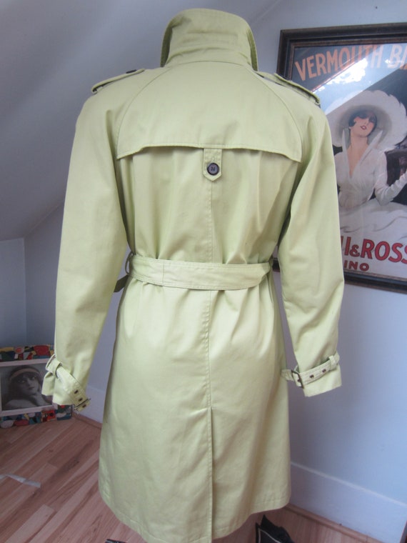 Vintage Trench Coat, Chartreuse Green,80's 90's ,… - image 8