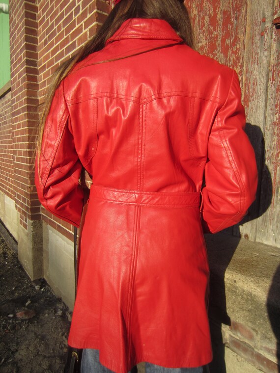 Red Leather Coat, 1960's/70's MINT CONDITION Gem