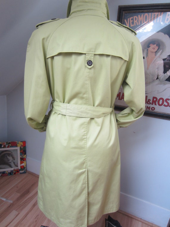 Vintage Trench Coat, Chartreuse Green,80's 90's ,… - image 6