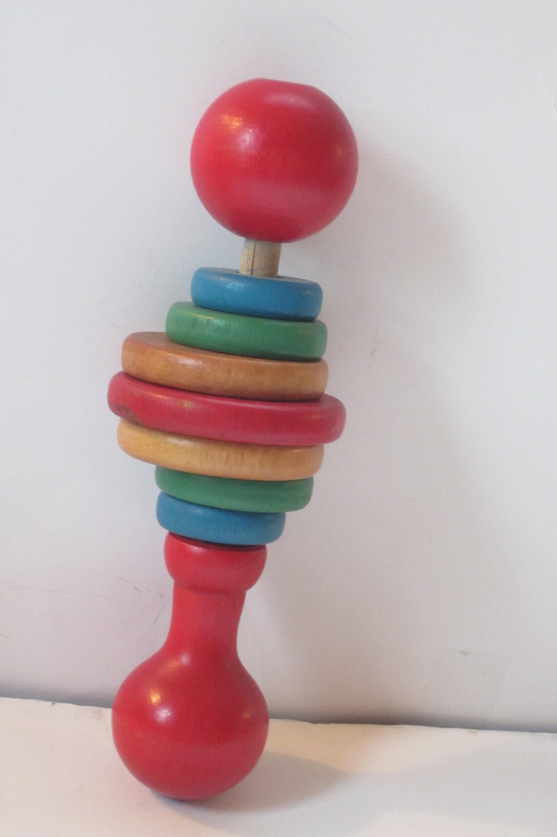 Vintage USA Made Wooden Baby Rattle/ Primary Colors Non Toxic Etsy