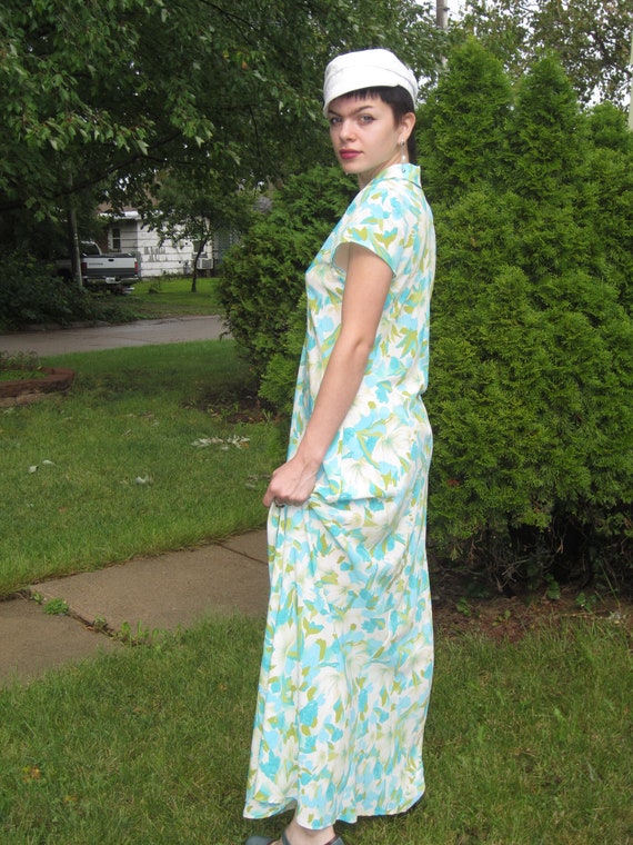 Floral Maxi Dress, Classic 1990's Dress/ Natural … - image 8