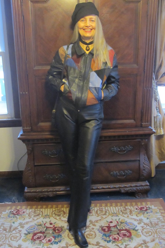 Black Leather Pant, 80's 90's Soft Lambskin,Side Zipp… - Gem