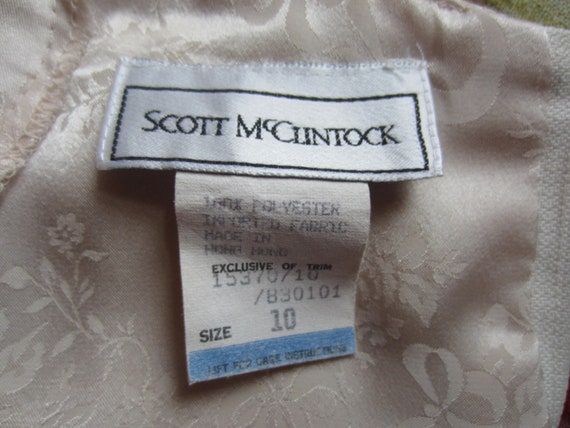 1980's Scott McClintock Poly Silk Ivory Brocade/ … - image 10