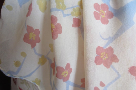 Silk Chiffon Scarves , Lot of Two, Floral On Ivor… - image 7