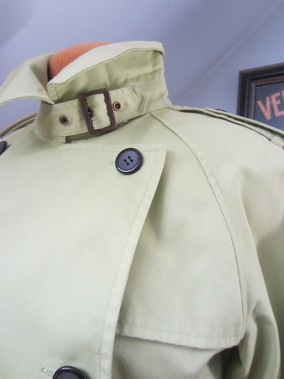 Vintage Trench Coat, Chartreuse Green,80's 90's ,… - image 10