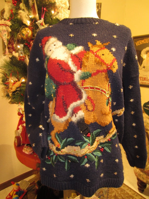1995 Designer Christmas Sweater/ Cotton And Angora