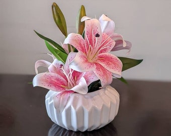 Modern Real Touch Lily Arrangement | Spring Lilies | Floral Decor | Spring Decor | Floral Gift | Pink Lilies | Home Decor | Easter Decor