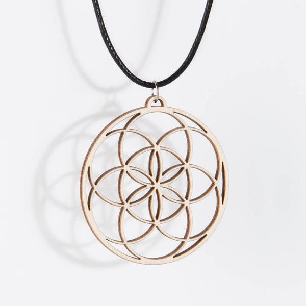 Seed of Life Necklace Birch wood – Handmade - Wood - Sacred geometry - Hindoeïstic symbol – Yoga