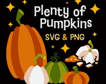 Pumpkins Clip Art Set - Instant Download - Cute Cartoon Pumpkin Graphics for Personal and Commercial Use - svg and png for canva templates