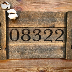 Custom Engraved Wood Serving Tray, Farmhouse Tray, Personalized Zip Code, Realtor Gift, Couples Gift, Kitchen Decor, Rustic Tray and Handles