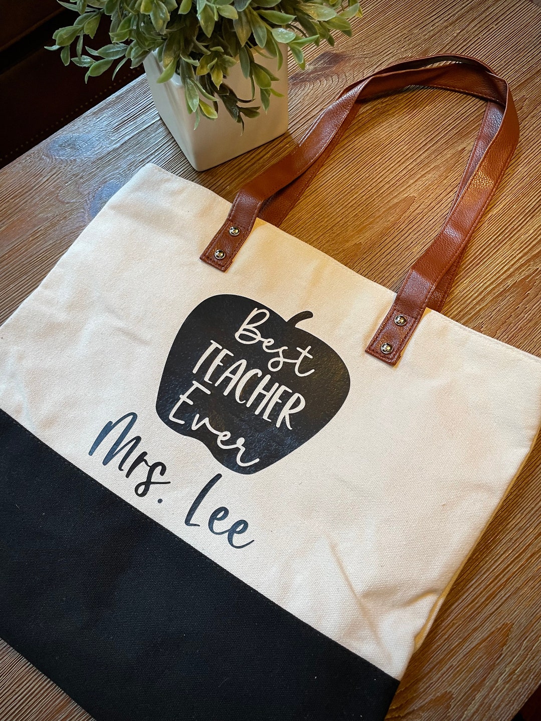 Personalized Tote Bag, Teacher Gift, Custom Name Canvas Bag, Best ...