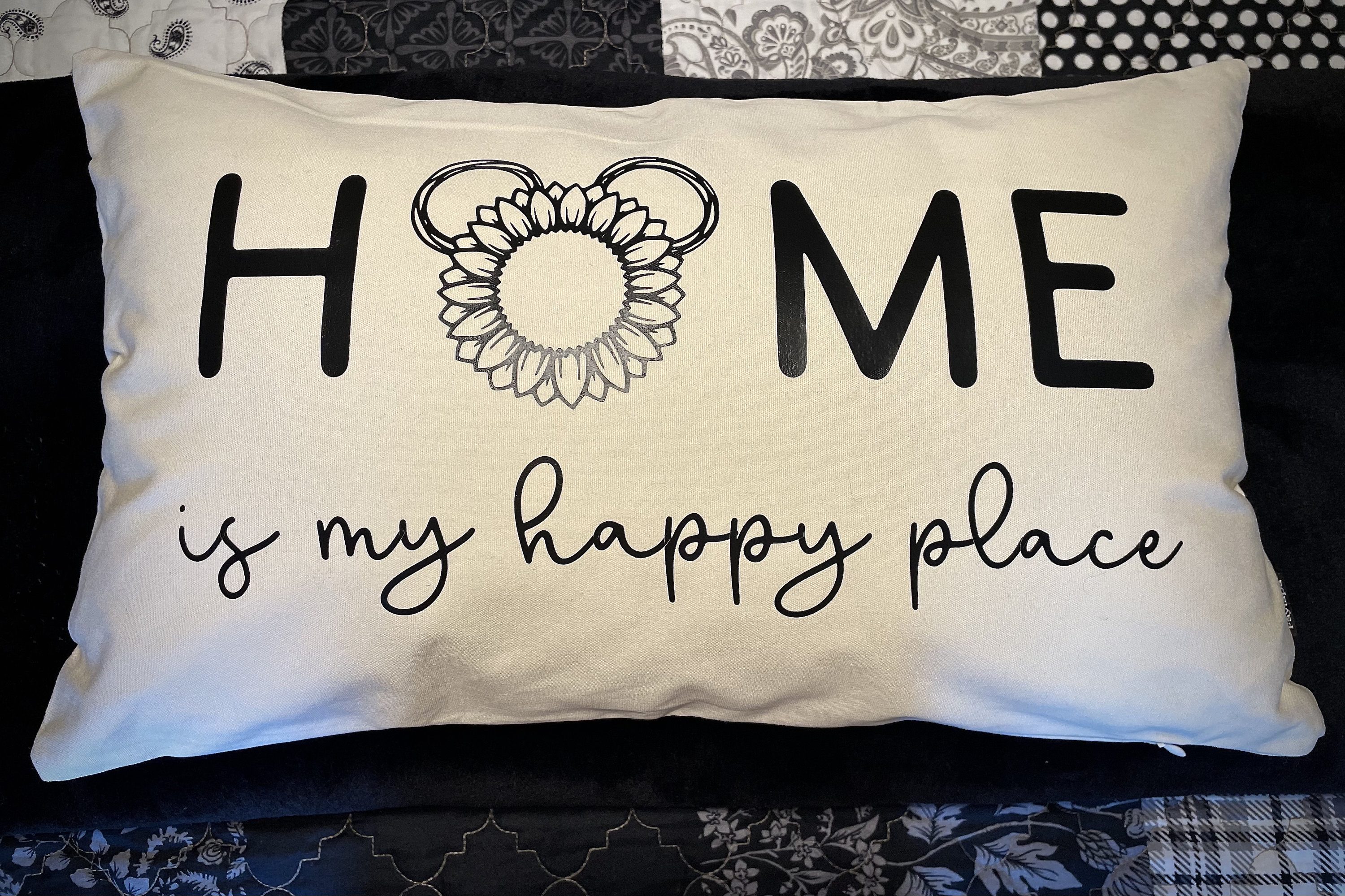 Home is My Happy Place Pillow Sunflower Mouse Ears Home Etsy