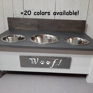 triple elevated dog feeder