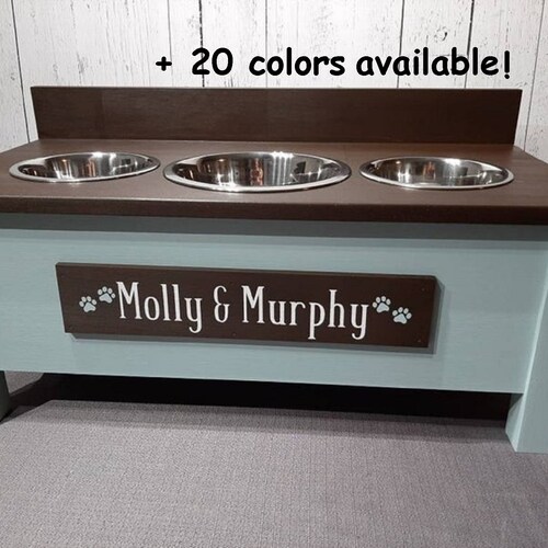 Triple Raised Dog Bowl Food Stand Elevated Feeding Station Etsy