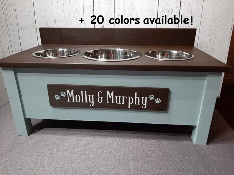 Dog Feeding Station 3 Bowl Dog Feeder Dog Bowl Stand Etsy