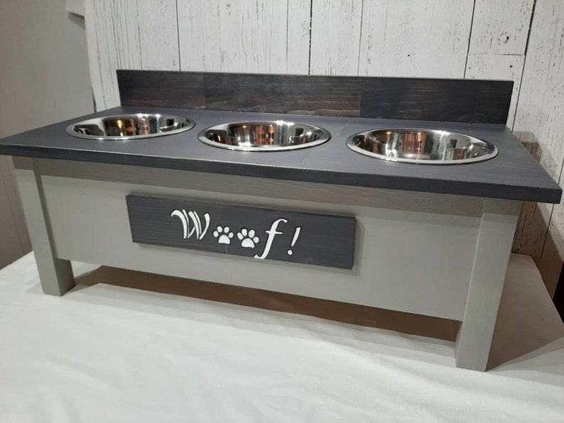 Farmhouse Triple Dog Bowl Feeder Medium Rustic Elevated Etsy Italia