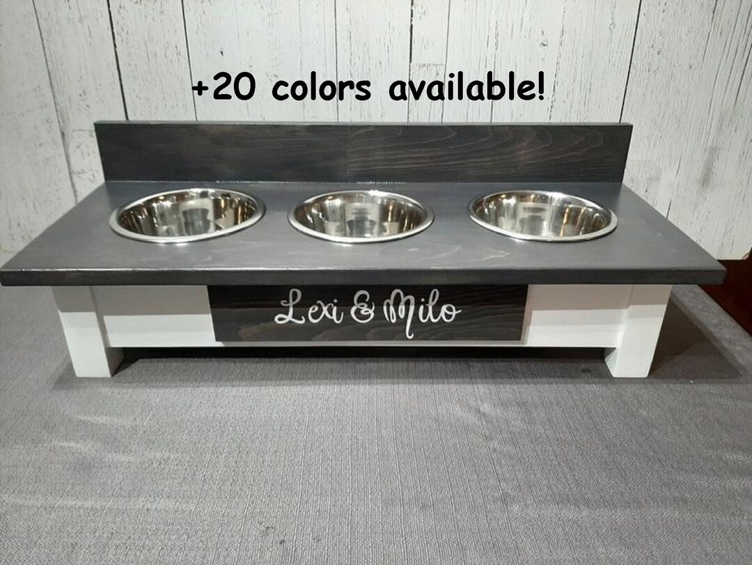 Cat feeding station SMALL dog feeder Triple Bowl Feeder Etsy.de