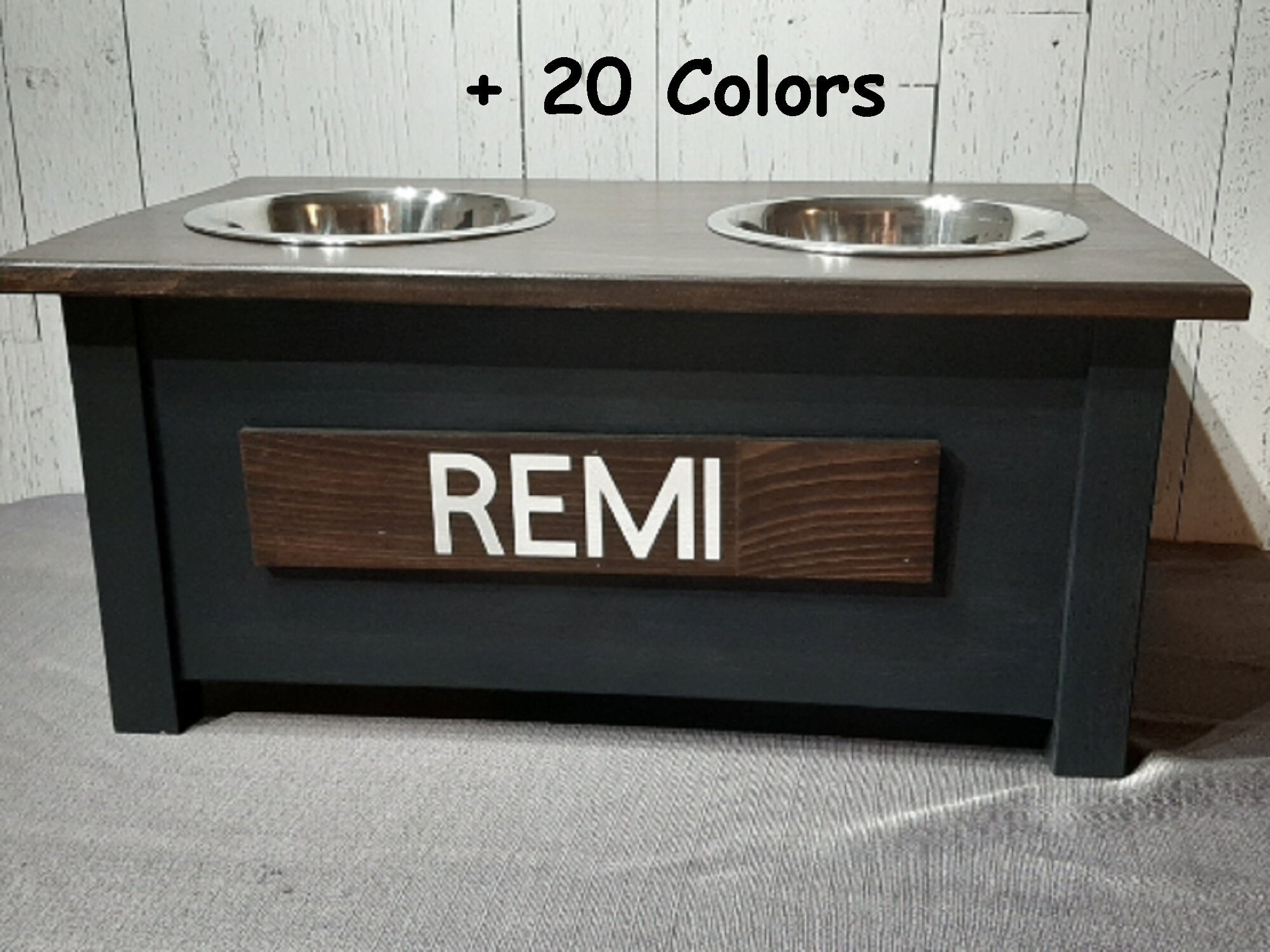 raised dog feeding station with storage