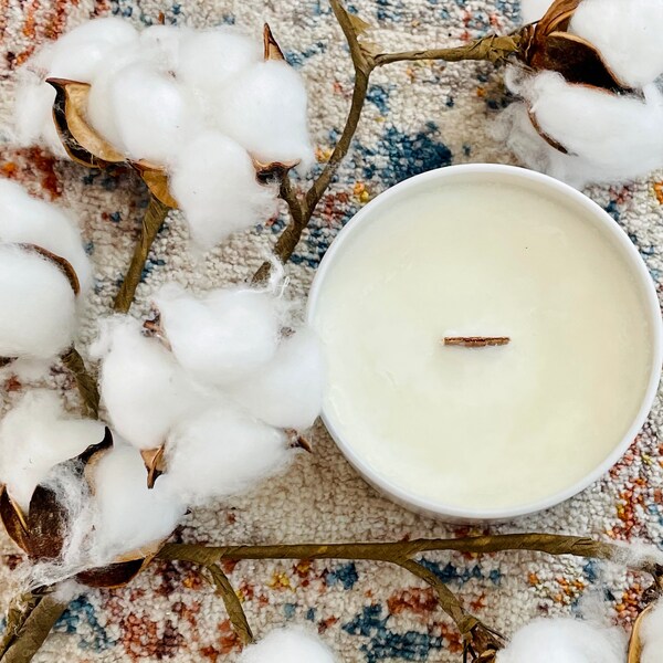 PIMA Luxe Cotton Scented Soy Candle | Spring Handpoured Woodwick Small Scented Soy Candle