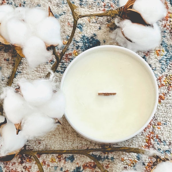 PIMA Cotton Blossom & Iris Scented Crackling Woodwick Soy Candle