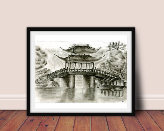 China Brücke Kunstdruck Dekoration Zuhause Schwarz Weiß | Etsy China Brücke Kunstdruck Dekoration Zuhause Schwarz Weiß | Etsy