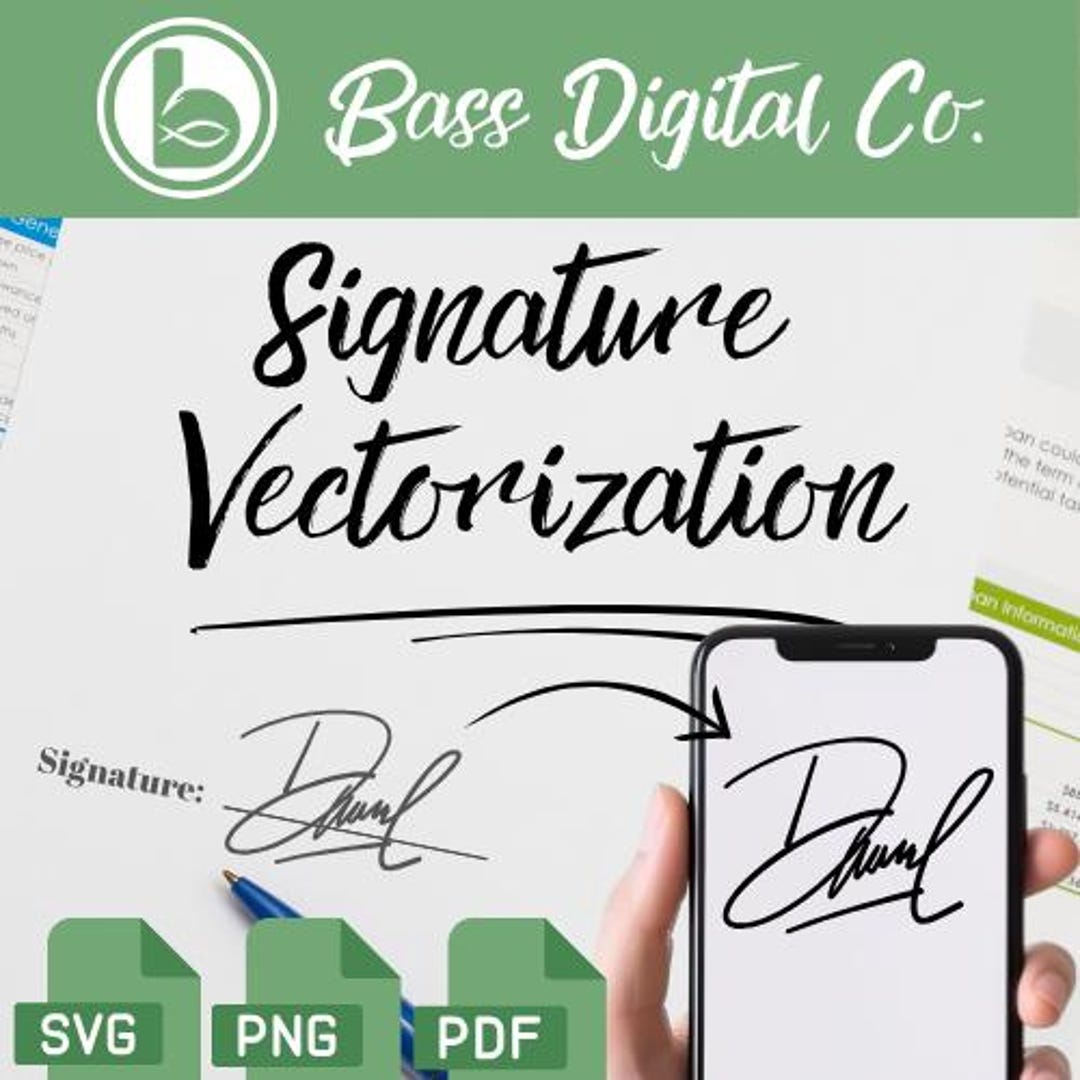 Signature Vectorization: SVG, PNG, PDF Files for Branding & Laser ...