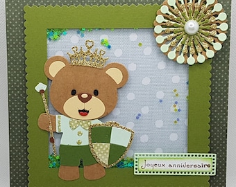 Little boy birthday card, prince birthday card, knight birthday card, handmade boy birthday card, boy card.